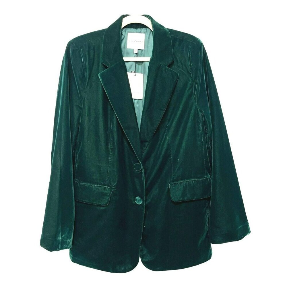 New  Gibson & Latimer Green Velvet Relaxed Blazer Jacket Large